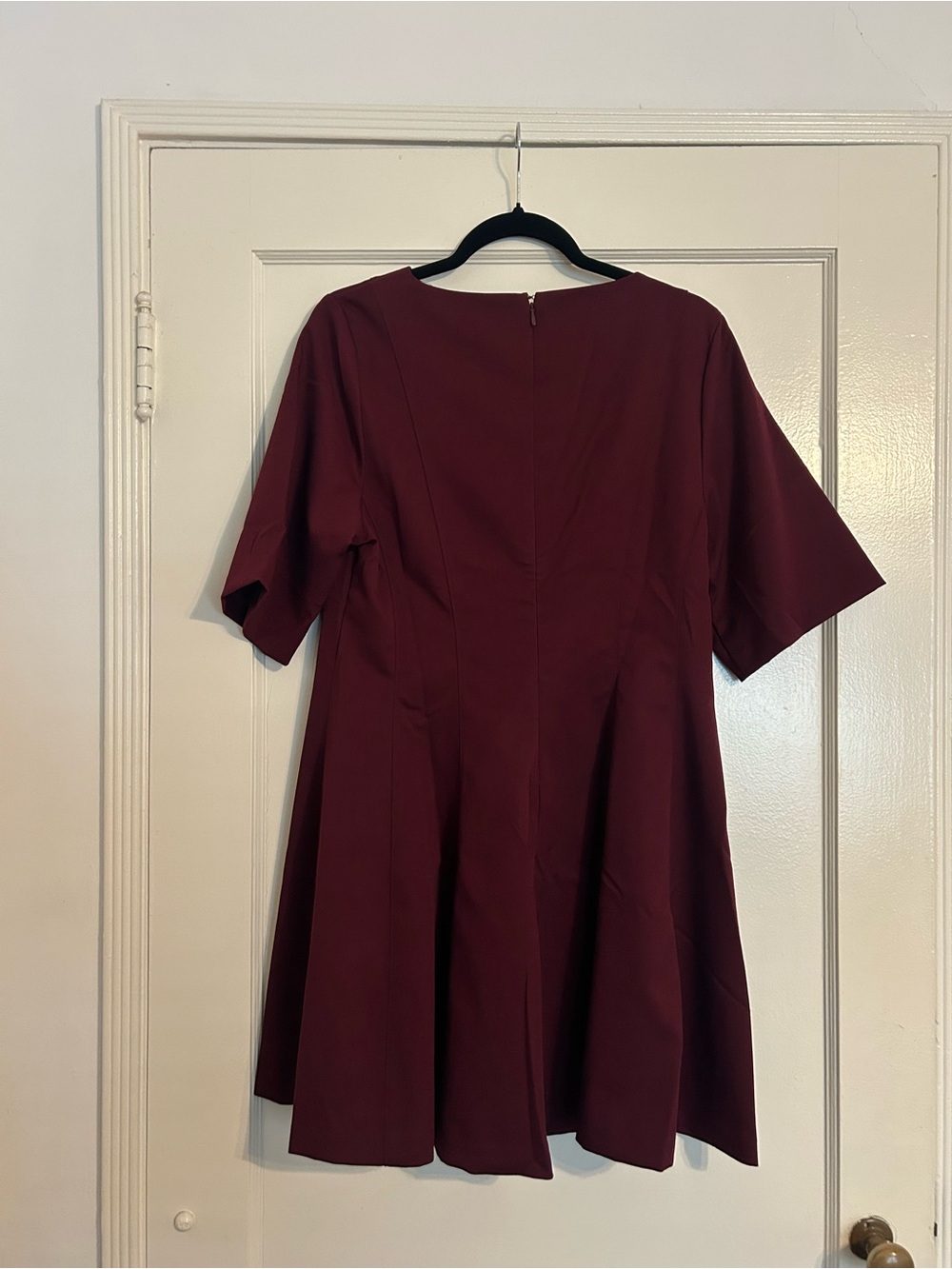 NWOT H&M Twill Tapered Waist Dress Burgundy - Picture 5 of 7